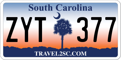 SC license plate ZYT377