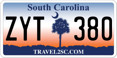 SC license plate ZYT380