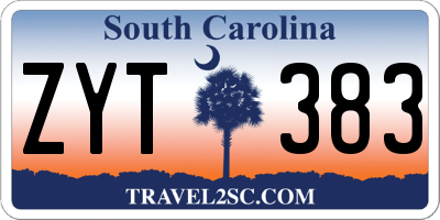 SC license plate ZYT383