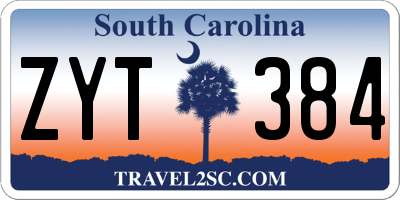 SC license plate ZYT384