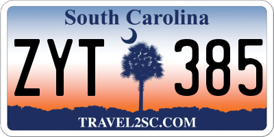 SC license plate ZYT385