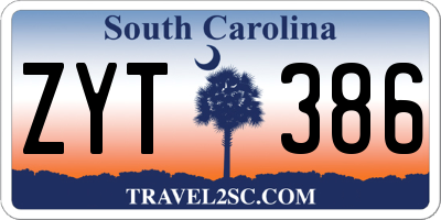 SC license plate ZYT386