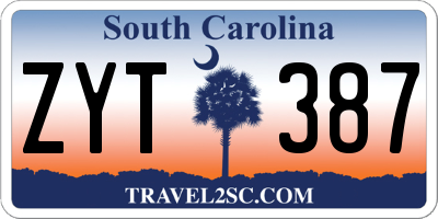 SC license plate ZYT387