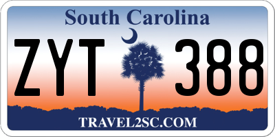 SC license plate ZYT388