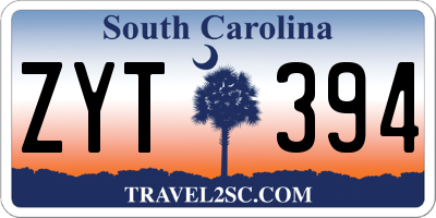 SC license plate ZYT394