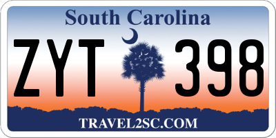 SC license plate ZYT398