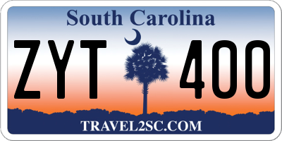 SC license plate ZYT400