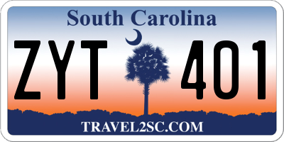 SC license plate ZYT401