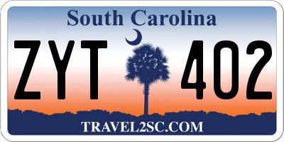 SC license plate ZYT402