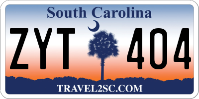 SC license plate ZYT404