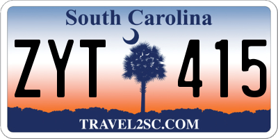 SC license plate ZYT415