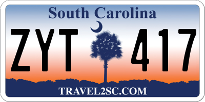 SC license plate ZYT417