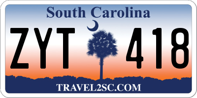 SC license plate ZYT418