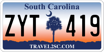 SC license plate ZYT419