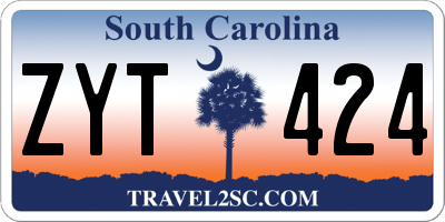 SC license plate ZYT424