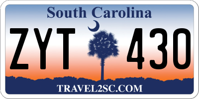 SC license plate ZYT430