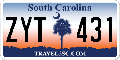 SC license plate ZYT431