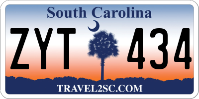SC license plate ZYT434
