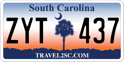 SC license plate ZYT437