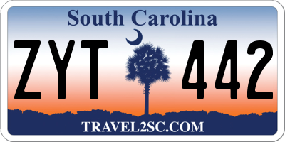 SC license plate ZYT442