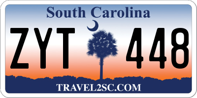 SC license plate ZYT448