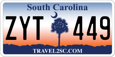 SC license plate ZYT449