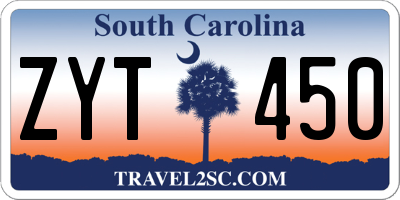 SC license plate ZYT450