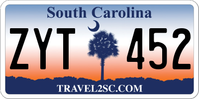 SC license plate ZYT452