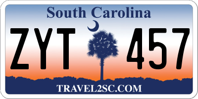 SC license plate ZYT457