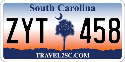SC license plate ZYT458