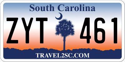 SC license plate ZYT461