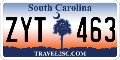 SC license plate ZYT463