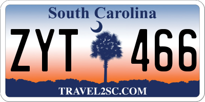 SC license plate ZYT466