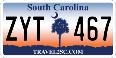 SC license plate ZYT467