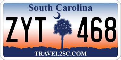 SC license plate ZYT468