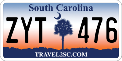 SC license plate ZYT476