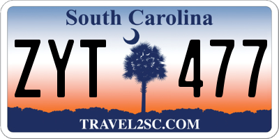 SC license plate ZYT477