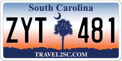 SC license plate ZYT481
