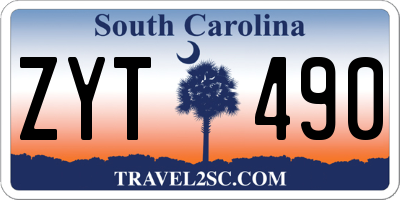 SC license plate ZYT490