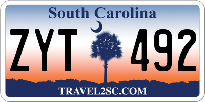 SC license plate ZYT492