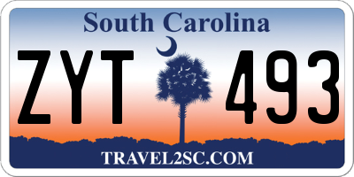 SC license plate ZYT493