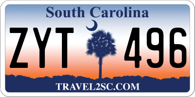 SC license plate ZYT496