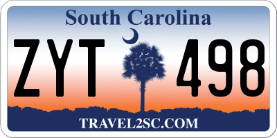 SC license plate ZYT498