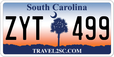SC license plate ZYT499