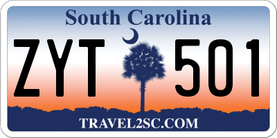 SC license plate ZYT501