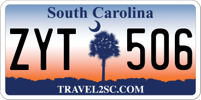 SC license plate ZYT506