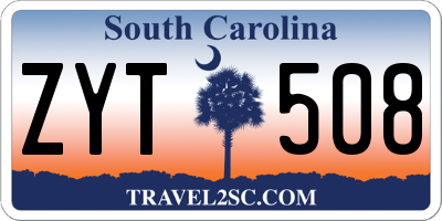 SC license plate ZYT508