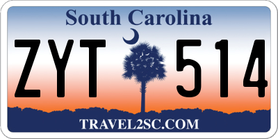 SC license plate ZYT514