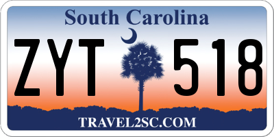SC license plate ZYT518