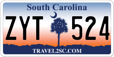 SC license plate ZYT524
